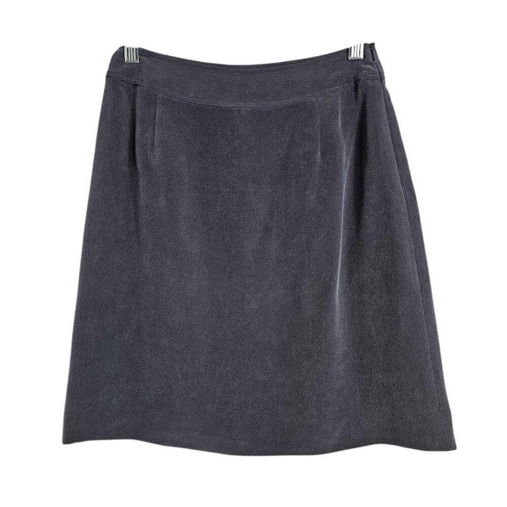 Vintage JONES NEW YORK 100% Silk Skirt CHARCOAL GRAY size 4 Preppy Basic Classic - Picture 1 of 6